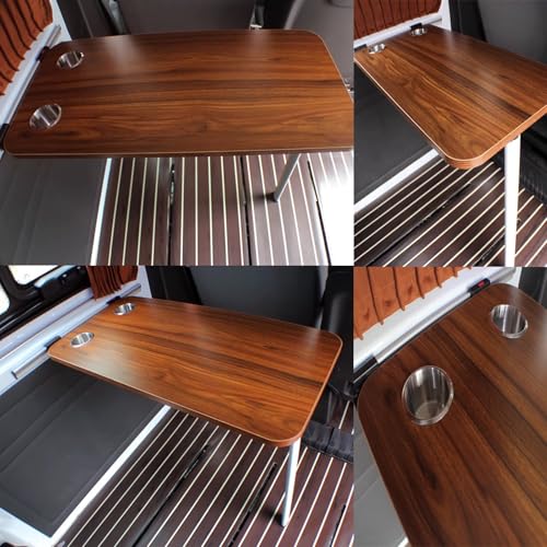 RV Folding Wall Table, Folding Camp Table with Reserve Sink Cup Detachable RV Table Folding Table for Small Space MPV Caravan Boat Yacht(Gray) - color: Grey