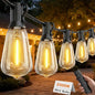 100FT Remote Outdoor String Lights for Outside, 50+2 LED Waterproof Shatterproof Edison Dimmable Timer Bulbs, 2500K Warm White Patio Lights for Garden Backyard Yard Hanging Lighting - size: 100FT