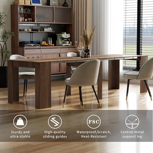 Extendable Dining Table, Transformer Extra Console Table for 1-12 People, Folding Space Saving Dining Room Table for Homes, Apartments, Walnut - color: A1 Walnut