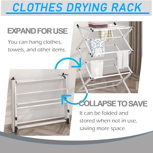 Household Indoor Folding Clothes Drying Rack, Dry Laundry and Hang Clothes,Towel Rack for Storage (White) - color: White
