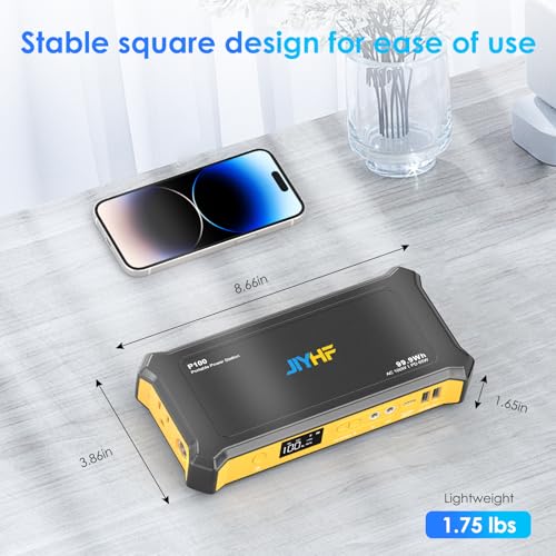 JIYHF Portable Power Station 99.9Wh, Laptop Charger & Backup Power with 65W USB-C PD, 100W AC Outlet, 12V DC Output, LED Light for Camping, Home Backup, Hurricane, Emergency, RV - style: P100 Orange