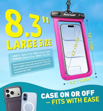 Hiearcool Universal Waterproof Phone Pouch,IPX8 Cell Phone Waterproof Case Up to 8.3" for iPhone 17 16 15 14 13 Pro Max,Beach Essentials Vacation Must Haves-Clear&Bright Red-2Pack - color: Clear&Bright Red
