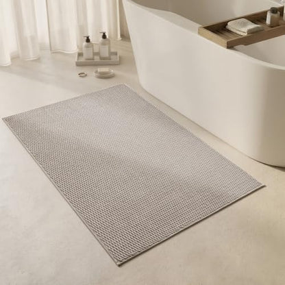 Triohero Large Bathroom Rugs Non Slip Washable Bath Rugs Super Absorbent Bathroom Rug Thin Quick Dry Low Pile Bath Mats, Beige 36"x48" - color: Beige, size: 36"x48"