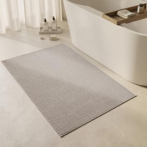 Triohero Large Bathroom Rugs Non Slip Washable Bath Rugs Super Absorbent Bathroom Rug Thin Quick Dry Low Pile Bath Mats, Beige 36"x48" - color: Beige, size: 36"x48"