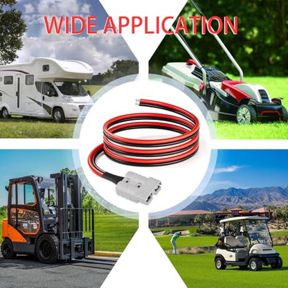 ELFCULB 10AWG 6FT Anderson Connector 50 Amp Cable,Anderson SB50 Plug Quick Connector Cable for Solar and Wind Energy Systems Battery Connections Forklifts - size: 6FT