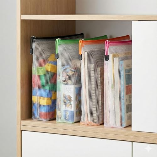 EVERECO 15 Pack A3 Mesh Zipper Pouch Bags (16.7x12 in) - Large Plastic Zipper Pouches for Organizing, Board Game Storage & Puzzle Storage, Toy Organizer Bags, Travel Bag Organizer - style: 15 Pack