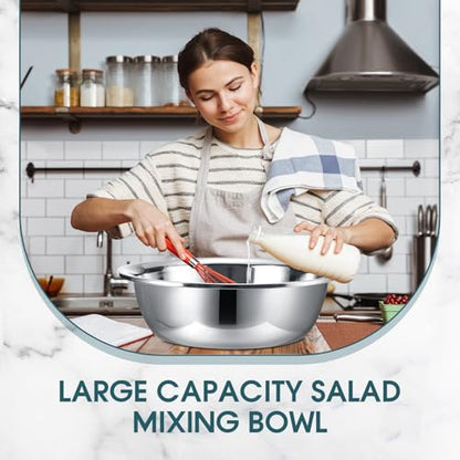 Nuogo 4 Pcs Stainless Steel Mixing Bowls Metal Mixing Bowls Extra Large Basin Salad Basin Deeper Edge Dishwasher Safe Mirror Finish for Home and Commercial, Silver (24 Inch 30 Qt) - size: 24 Inch (30 Qt)