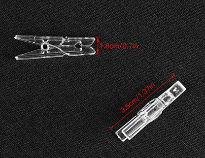 iKammo 50PCS Plastic Clothespins Mini Clear Clips Photo Clips Photo Paper Peg Pin Craft Clips Compatible Gift Wrapping, Picture Hanging, Arts&Crafts, Photo Display (Clear, 3.5 * 0.5cm) - color: Clear, size: 3.5*0.7cm