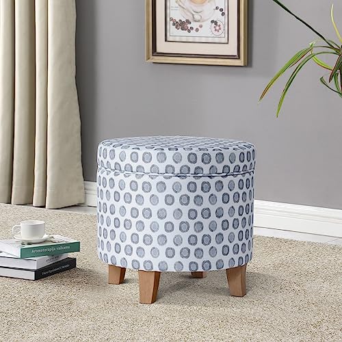HomePop 19" Round Storage Ottoman - Green Medallion Ikat Print - color: Small Green Medallion Ikat Print