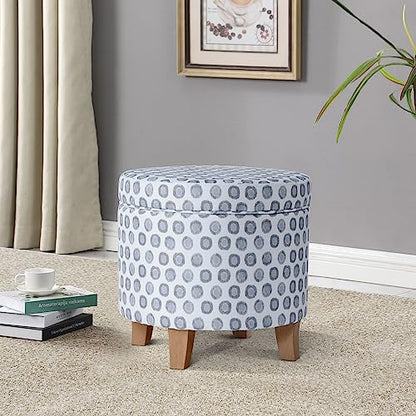 HomePop 19" Round Storage Ottoman - Green Medallion Ikat Print - color: Small Green Medallion Ikat Print