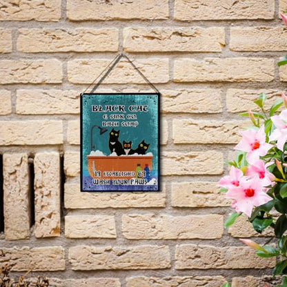 wall-pediments MP 467 Black Cat & Sink Co. Bath Soap 1969 3-Cat Plaque, 6.7 x 10 Inches Retro Cat Bathroom Decor - color: Generic 9952