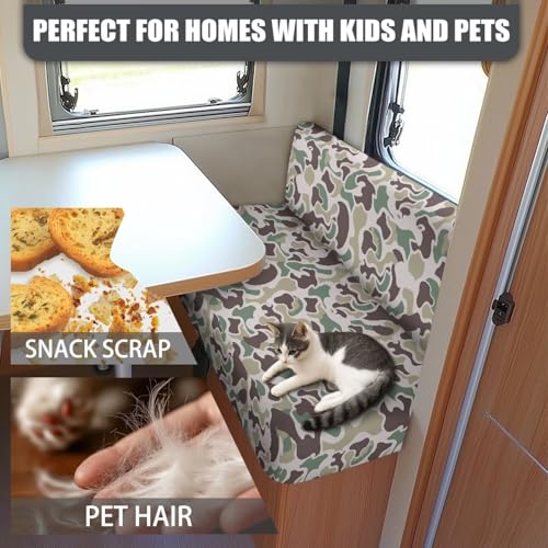 SEANATIVE Camouflage RV Dinette Cushion Covers Stretch Camper Cushion Cover Booth Seats Washable Sofa Furniture Protector Replacement Slipcovers for Travel Trailer Couch - color: Camouflage