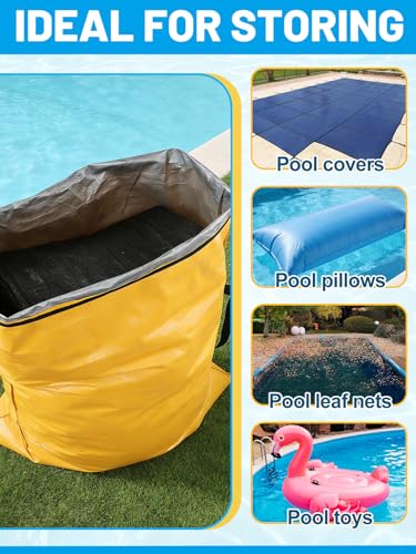 Biggun 47×57in Large Pool Safety Cover Storage Bag - Effortless Wide Stance Handles Pool Cover Bag with Smooth Zipper for Pools Storage (Yellow)