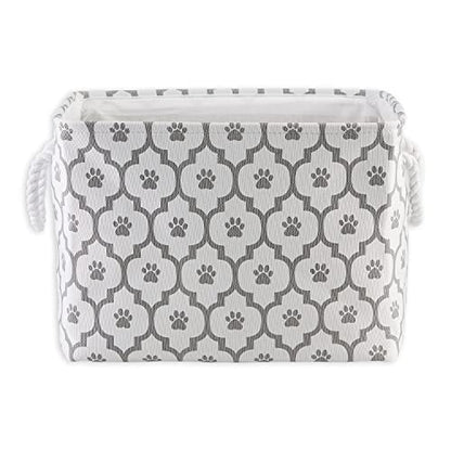 Bone Dry Pet Storage Collection Lattice Paw Print, Medium Rectangle, White/Gray - color: White/Gray, size: Medium Rectangle