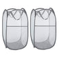 WD&CD 2PCS Laundry Baskets Foldable Pop Up Mesh Washing Laundry Basket Bag Bin Hamper Toy Tidy Storage Organiser Organizer(Gray)