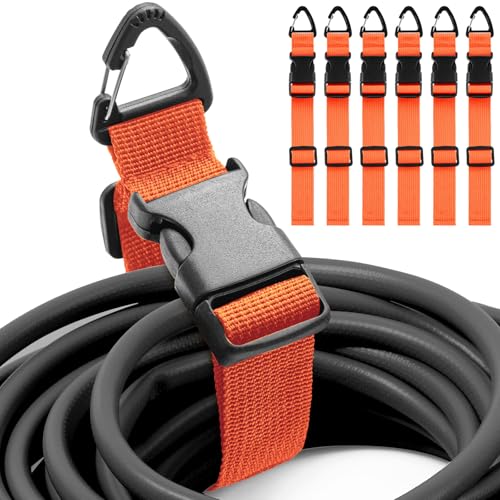6 Pack 17 Inch Adjustable Extension Cord Holder Organizer with Triangle Clips for Garage Organization and Storage Heavy Duty Extension Cord Hanger for Men Workshop (Orange) - color: Orange
