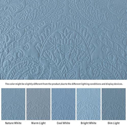 HoneiLife Quilt Set Queen Size - Microfiber Bedspread 3-Piece, Reversible Coverlets Lightweight Bedcover Queen Quilt Bedding Sets for Spring/Summer Use - color: Light Blue, size: Queen/Full-90"x96"