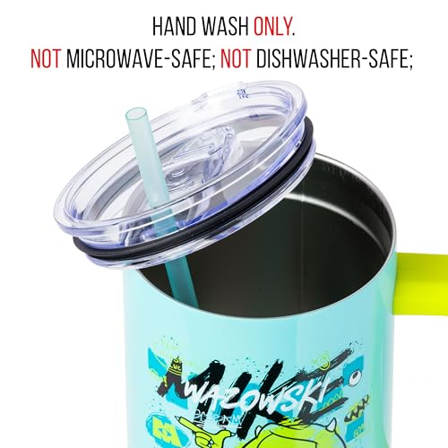 Silver Buffalo Disney Pixar Monsters Inc. Double Walled Stainless Steel Tumbler with Handle Featuring Mike Wazowski, Fits in Standard Cup Holder, 40 Ounces - color: Monsters Inc Mike Wazowski
