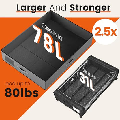 XXXL 78L Under Bed Storage, Storage Containers with Support & Clear Lid, Support Frame, Underbed Storage Bins for Clothes, Shoes, Blankets, and Toys 2 pack - size: No-wheels-78L-2pack