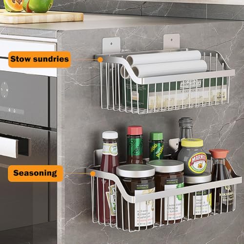 Hanging Kitchen Baskets, Storage Spice Shelf, Wall Mount Storage Baskets, SUS304 Stainless Steel Basket for Kitchen, Bathroom, Storage, 4 Pack, L 11.8Inch, D 6.3Inch, H 4.75Inch - size: 13.8Inch 4PCS