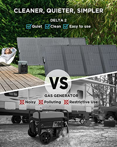 EF ECOFLOW Solar Generator DELTA 2 with 2x220W Portable Solar Panels, 1024Wh LFP Battery, Fast Charging, Portable Power Station for Home Backup Power, Camping & RVs - style: DELTA 2+2X220W Solar Generator