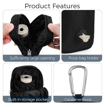 Dog Treat Pouch with Clip, Treat Pouches for Pet Training, Small Dog Treat Container Treat Bag for Leash, Waterproof Dog Treat Bag, Hands-free Training Pouch - color: Black