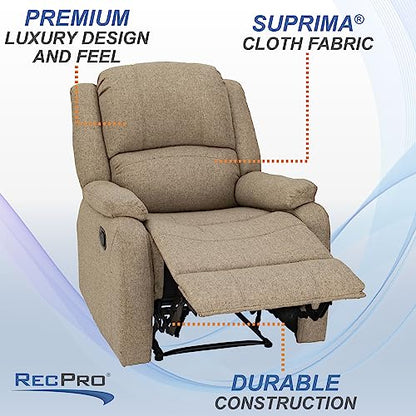 RecPro Charles Collection | 30" Zero Wall Wall Hugger Recliner | RV Living Room (Slideout) Chair | Cloth (Oatmeal, 1 Chair) - color: Oatmeal, size: 1 Chair
