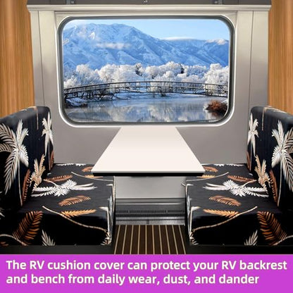 TOPCHANCES RV Dinette Cushion Covers,Stretch Camper Cushions Cover Replacement Bench Cushion Cover Washable Loveseat Slipcovers for Travel Trailer Couch (Pattern 14) - color: Pattern 14