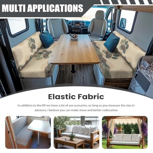 NDISTIN Boho Dog Paw RV Dinette Cushion Covers 2 Sets Anti-Slip Rv Seat Covers Dinette Booth Cushions Washable Couch Cover Replacement for 2 Cushion Sofa Bed, Easy to Install - color: Boho Dog Paw