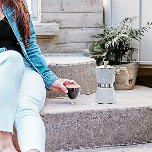 GROSCHE Milano Moka pot, Stovetop Espresso maker, Greca Coffee Maker, Stovetop coffee maker and espresso maker percolator (Grey, 6 cup) - color: Grey, size: 6 espresso cups