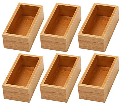 YBM HOME Bamboo Drawer Organizer Storage Box for Kitchen Drawer, Junk Drawer, Office, Bedroom, Children Room, Craft, Sewing, and Bathroom, 6 Pack 3x6x2 inch - size: 3x6x2 Inch ( Pack of 6 )