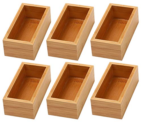 YBM HOME Bamboo Drawer Organizer Storage Box for Kitchen Drawer, Junk Drawer, Office, Bedroom, Children Room, Craft, Sewing, and Bathroom, 6 Pack 3x6x2 inch - size: 3x6x2 Inch ( Pack of 6 )