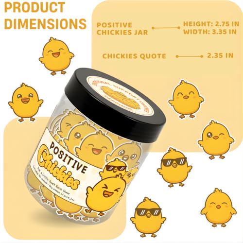 DEARMINE 60 Positive Chick Jar, Affirmation Cards for Women, Teens, Emotional Support Chickies, Chickies Gift, Chicken Gifts for Women, Funny Chicken Lady Stuff Gift - color: Positive Chickies