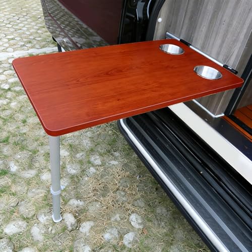 Rv Tables, Wall Mounted Folding Table with Telescopic Legs & Cup Holder for Campers Motorhomes Caravan and Yacht(Red) - color: Red