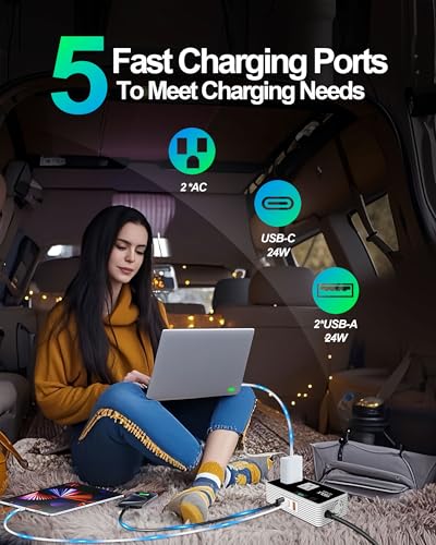 300W Car Power Inverters for Vehicles, YSOLX Car Inverter 12V to 110V with 3 USB Fast Charger and Car Plug Adapter Outlet for Laptop Computer Charger - size: 300W
