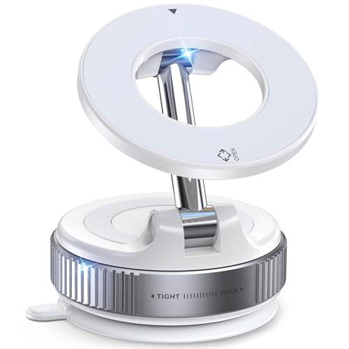 Jononser Magnetic Car Phone Mount, Compact Foldable Phone Holder with Strong Nano Adhesive & N52 Magnet, 360° Adjustable Dashboard/Windshield Mount for iPhone 17/16/15/14/13/12 & MagSafe Devices - color: White