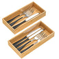 VeyFey Silverware Tray for Drawer, Stackable Kitchen Bamboo Drawer Organizer 12" x 6" x 2" Set of 2 - size: 12" x 6" x 2"
