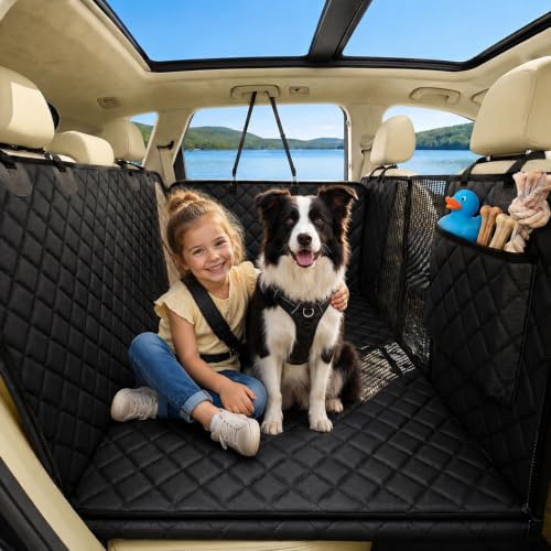 Victoper Back Seat Extender for Dogs, Dog Car Seat Cover with Detachable Hard Bottom Holds 440 LB, 600D Heavy Dog Seat Cover with Seatbelt, 100% Waterproof Backseat Extender for Sedan SUV Truck - color: Black, size: XL Pro(Hard Extender)