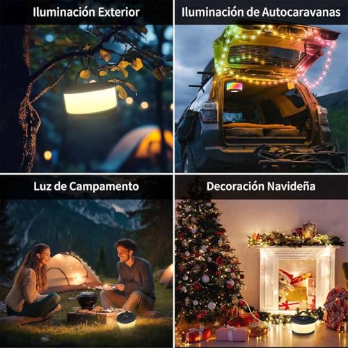 Camping String Lights,2 in 1 Upgraded 32.8FT Rechargeable Tent Lights String with 19 Lighting Modes,Quick Storage camping lights，Portable LED Lamp for Bedroom Yard Decor Christmas Camping(Black) - style: Black