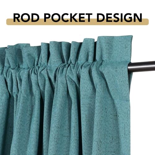 H.VERSAILTEX Linen Look 100% Blackout Curtains 45 Inches Long for Bedroom Full Light Blocking Rod Pocket 42 Inches Wide Linen Textured Thick Window Curtain Drapes with White Backing, Teal, 2 Panels - color: Teal, size: 42"W x 45"L (Pack of 2)