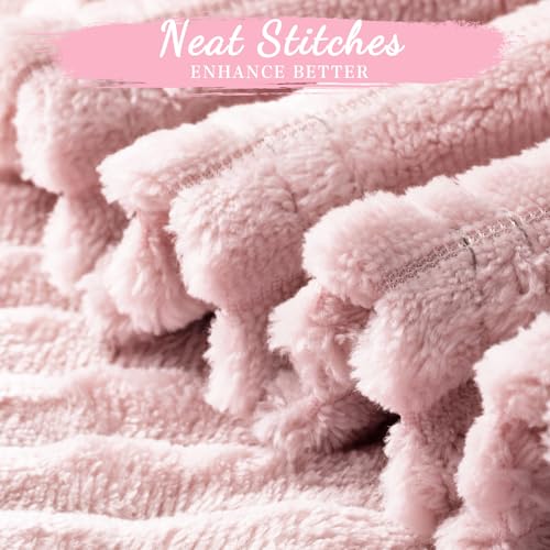 Buryeah 6 Pcs Flannel Throw Blanket Bulk 50 x 60 in Sleepover Blanket Outdoor Wedding Throw Lightweight, Oeko-tex Standard 100 Certified for Sofa Homeless Gifts (Light Pink) - color: Light Pink
