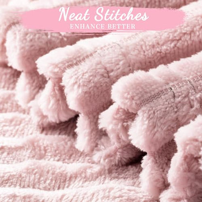 Buryeah 6 Pcs Flannel Throw Blanket Bulk 50 x 60 in Sleepover Blanket Outdoor Wedding Throw Lightweight, Oeko-tex Standard 100 Certified for Sofa Homeless Gifts (Light Pink) - color: Light Pink