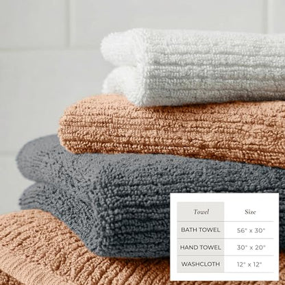 Great Bay Home Turkish Cotton 6 Piece Towel Set - Absorbent, Quick-Drying, Ribbed Bath Towels for Bathroom - Zero-Twist Fibers (Arctic Fog) - color: Arctic Fog