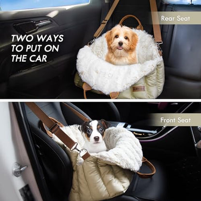 ClevaHome Small Dog Car Seat & Travel Carrier & Pet Bed, Soft Fleece Interior for Dogs up to 10lbs, Stylish Pet Travel Tote for Indoor and Outdoor Use - style: Fleece