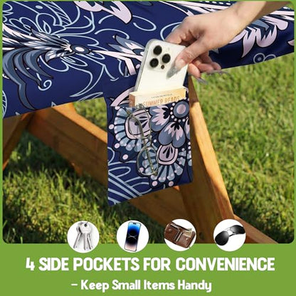 Picnic Table Cover with Bench Covers Waterproof Elastic Rectangle Reusable Folding Tablecloth Manteles Mantelería Camping Essentials Rv Car Travel Supplies Table Cloth Outdoor Road Trip Camper Gifts - color: Blue Paisley, size: 96in