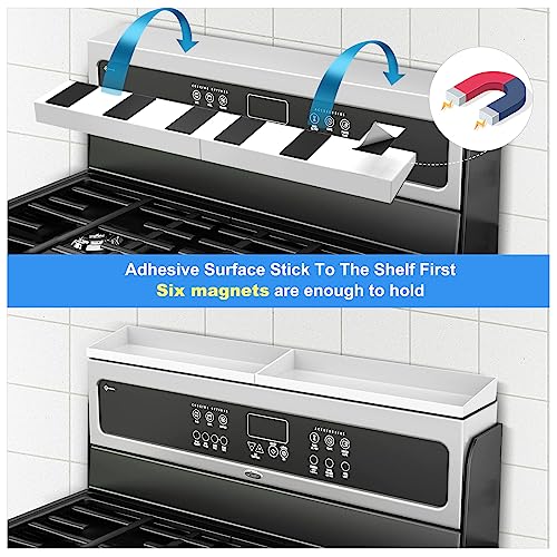 30" Magnetic Stove Top Shelf Spice Rack,2 Pack 15" kitchen Seasoning Organizers Storage Gadgets Spice Rack Over The Stove Shelf Metal (White-2 Pack 15") - color: White-2 Pack 15"