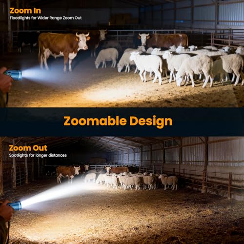Hoxida Rechargeable Flashlights 2 Pack, 6 Modes Zoomable Powerful Tactical Linternas with LCD Digital Display, Super Bright High Lumens Handheld Magnetic Flashlights for Home Emergencies Camping - color: Blue