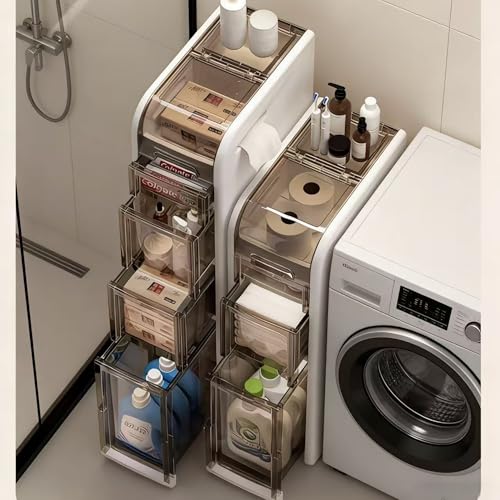 Slim Bathroom Storage Cabinet,Narrow Bathroom Storage Cabinet,Mobile and No Installation Required,Perfect for Small Space Bathroom,Living (A-4Tiers) - size: one-4Tiers