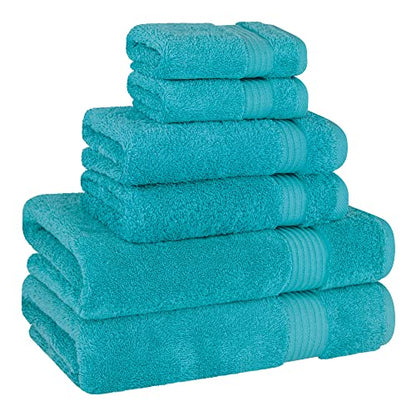 Cotton Paradise 100% Cotton Turkish Towel Set, Soft Absorbent Quick Dry, 6 Piece Towel Set, Ocean Aqua - color: Ocean Aqua