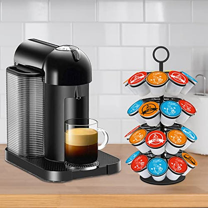 Coffee Pod Carousel Holder,Compatible with K-Cups Organizer Compatible with 36 Cup Pods,Spins 360-Degrees - color: BLACK